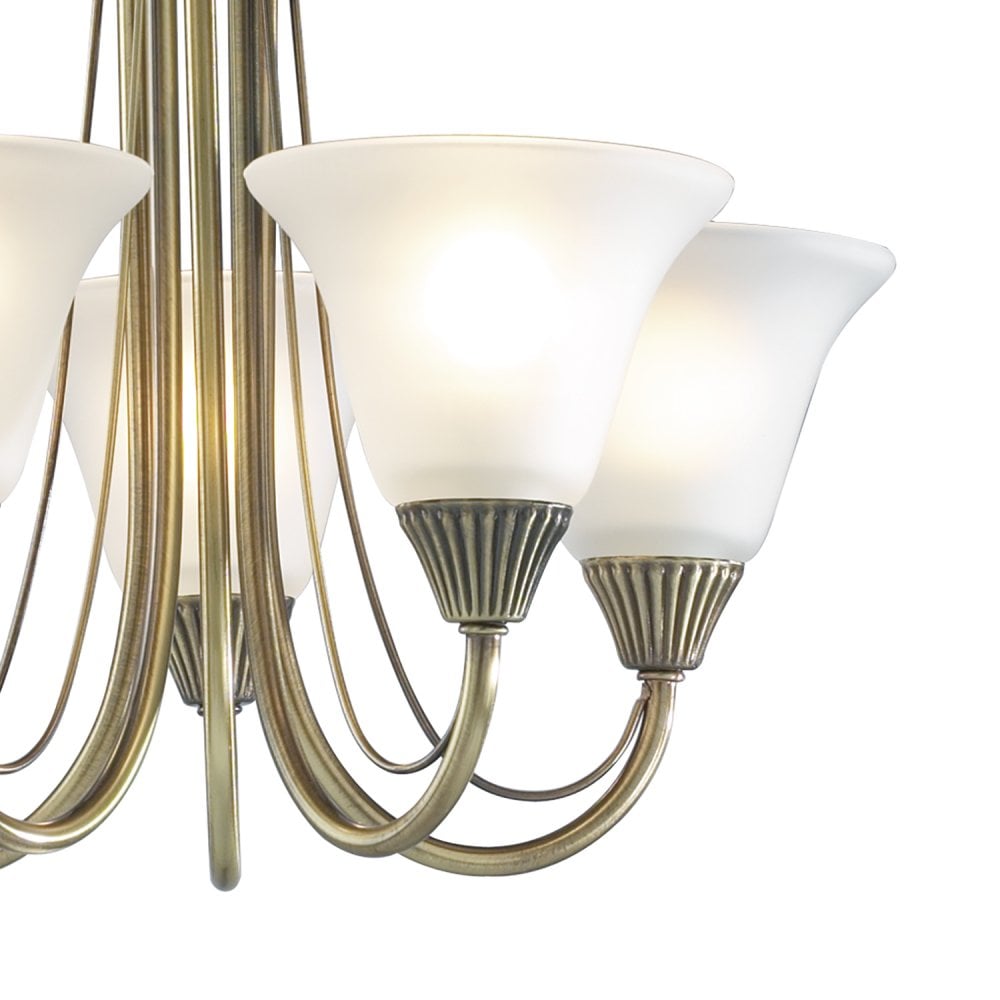 Boston 5 Light Semi Flush Antique Brass