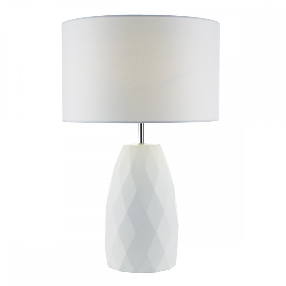 Ciara Table Lamp White Base c/w White Linen Shade