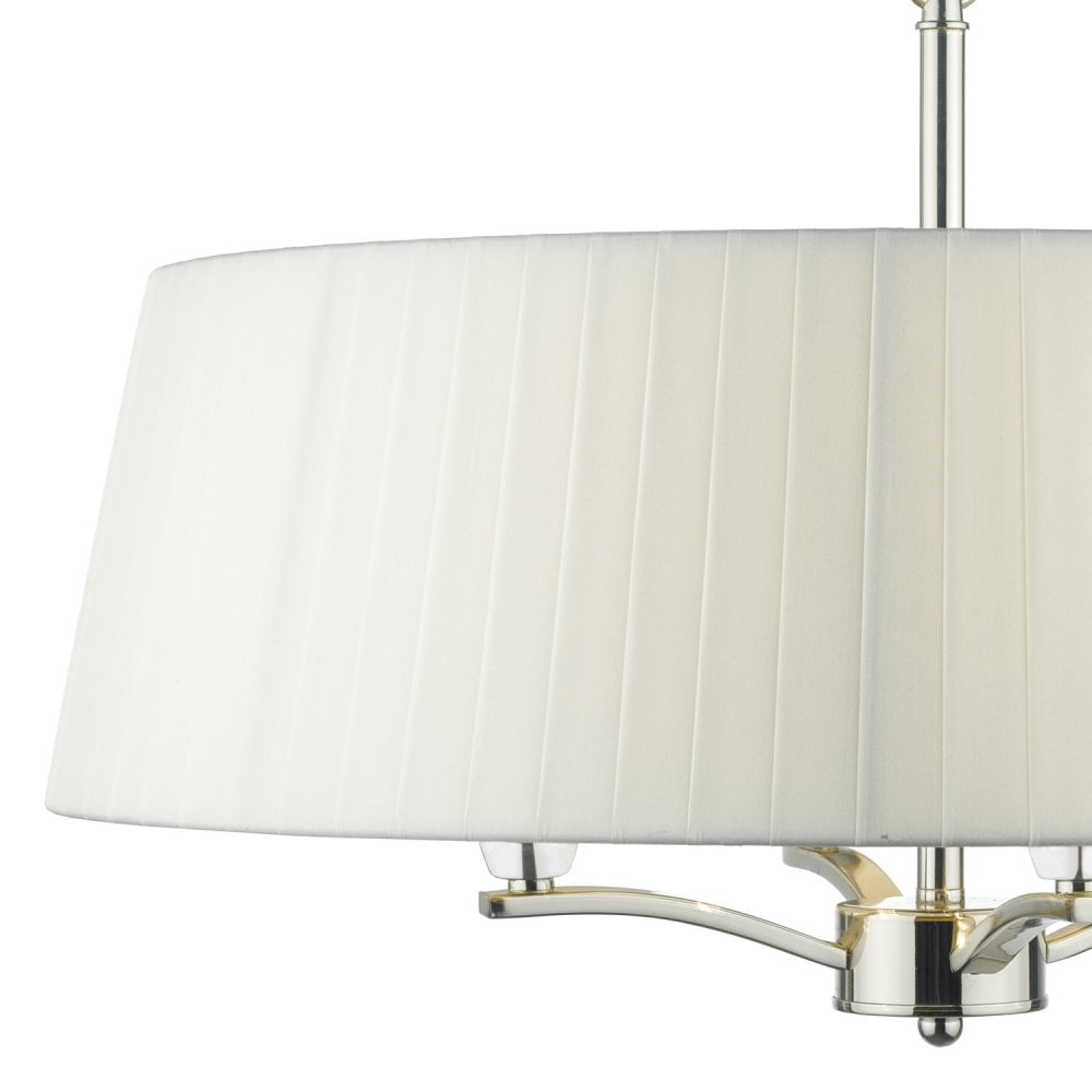 Cristin 4 Light Pendant Polished Nickel C / W Ivory Ribbon Shade