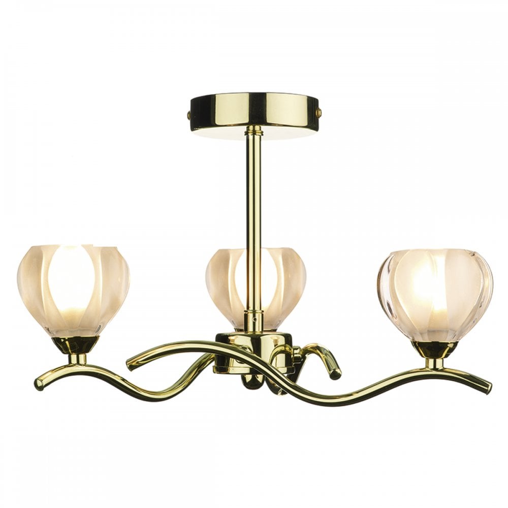 Cynthia 3 Light Semi Flush Polished Brass