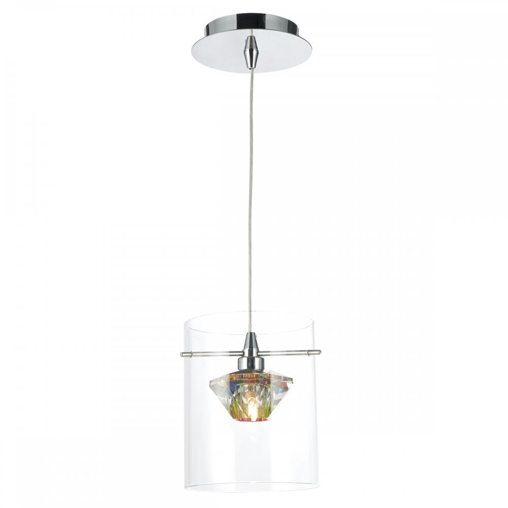 Decade 1 Light Pendant Polished Chrome/Clear