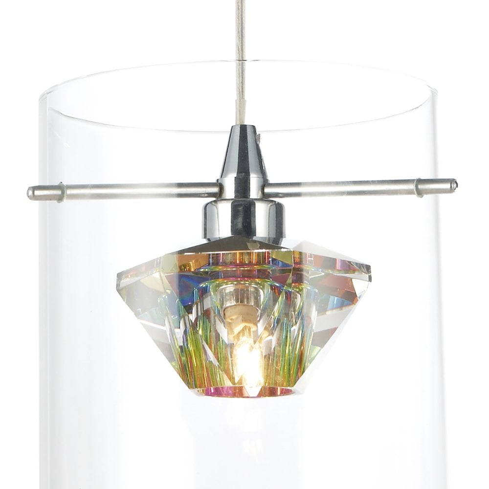 Decade 1 Light Pendant Polished Chrome/Clear