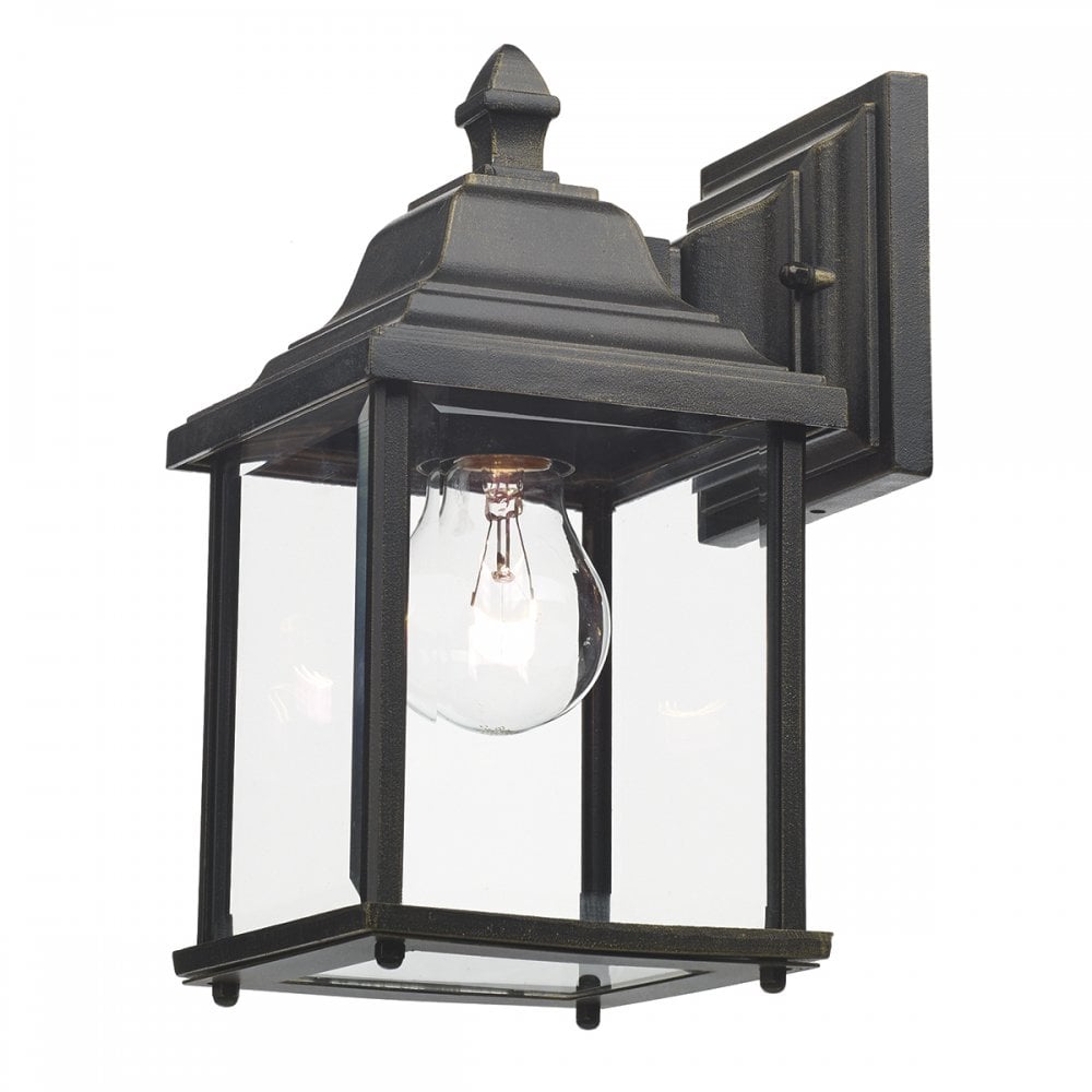 Doyle Wall Bracket Lantern Black Gold IP44