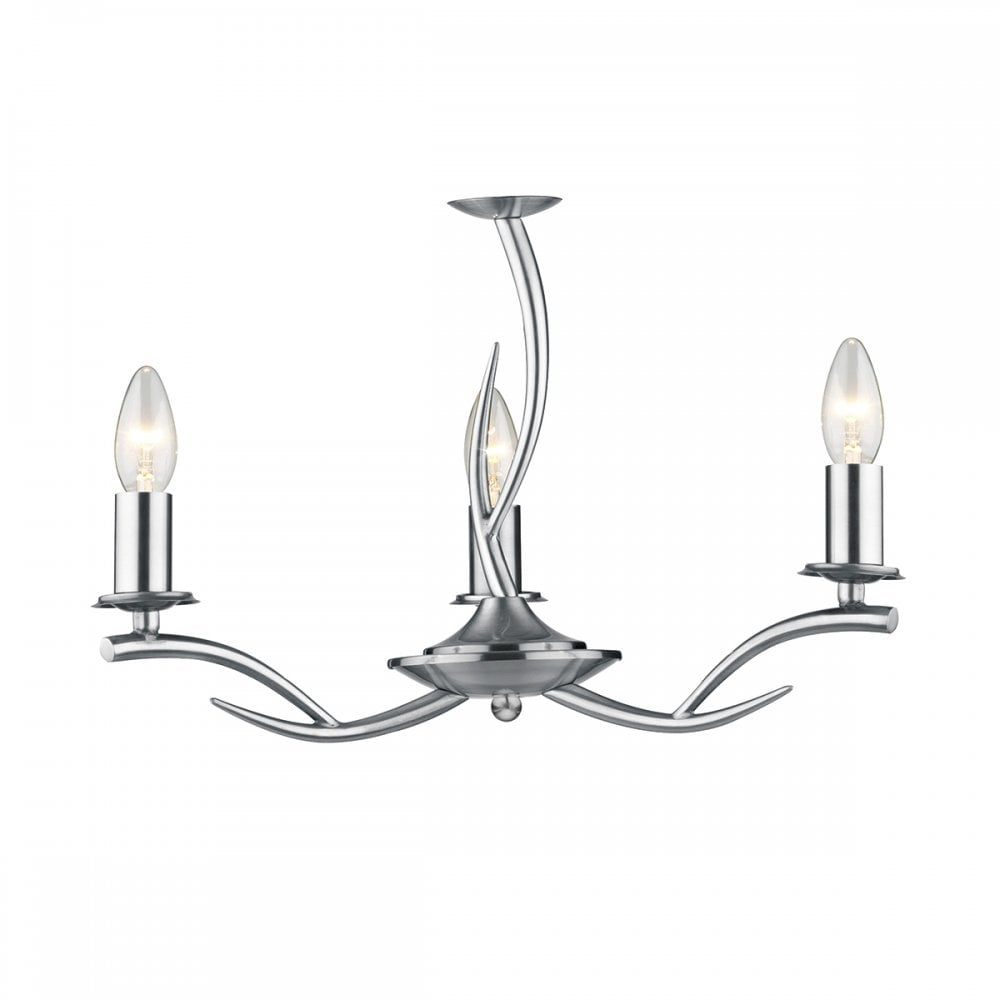 Elka 3 Light Pendant Satin Chrome