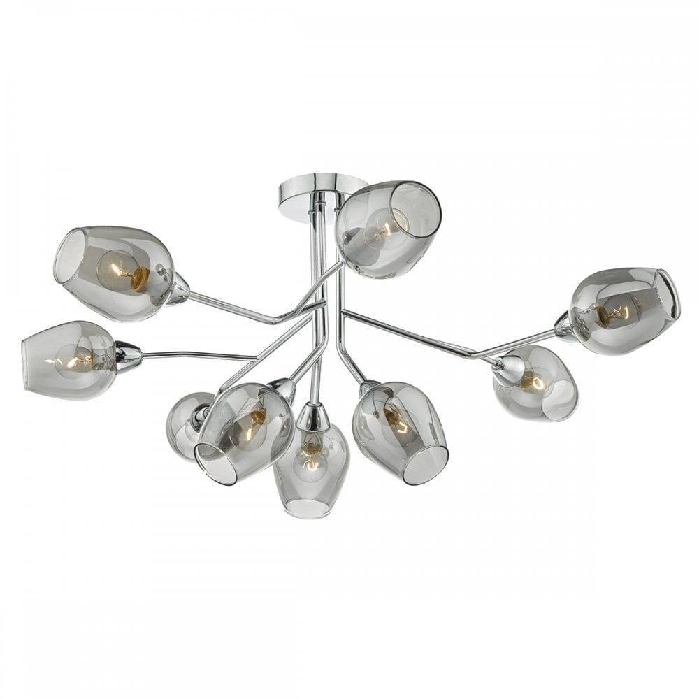 Eloise 9lt Semi Flush Polished Chrome & Glass