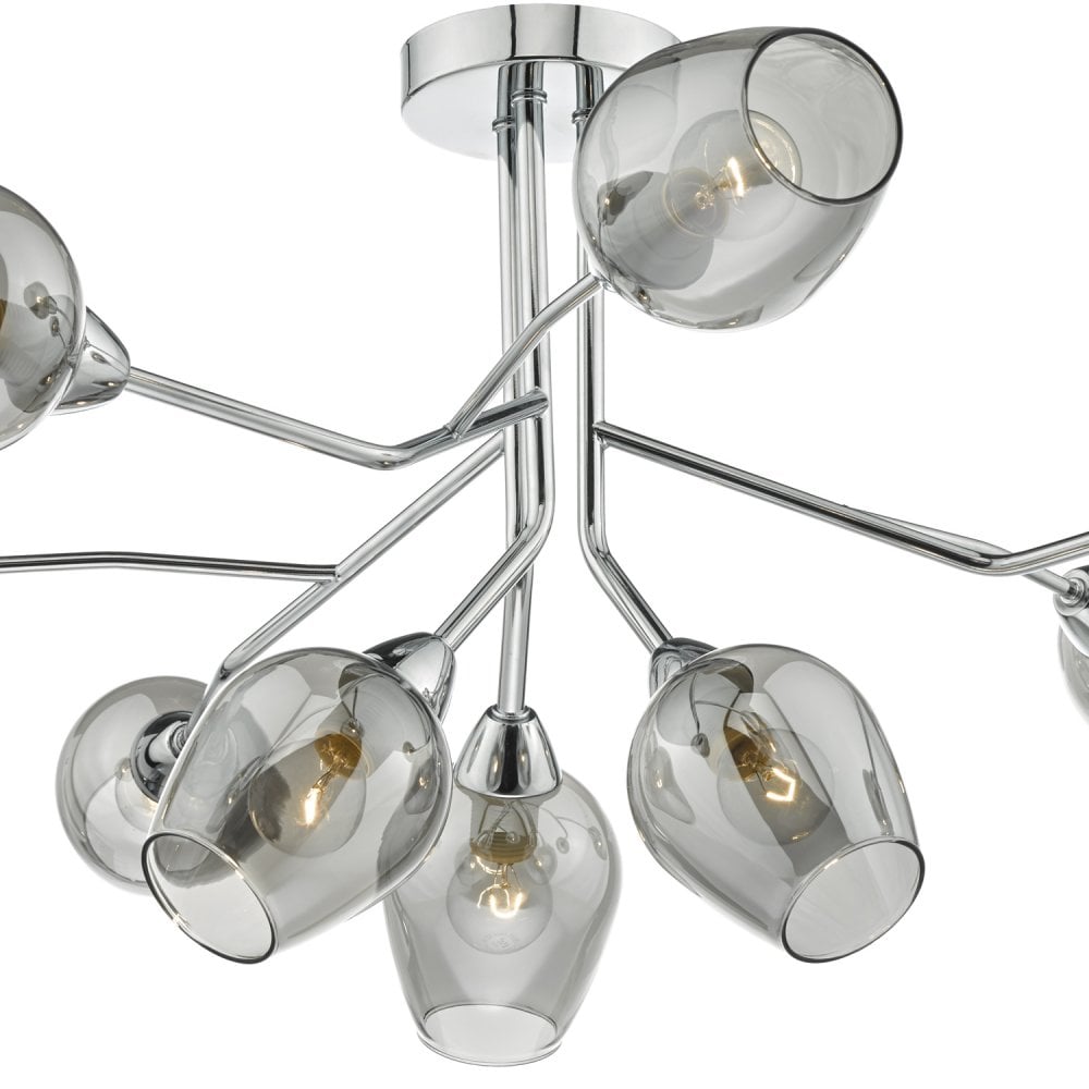 Eloise 9lt Semi Flush Polished Chrome & Glass