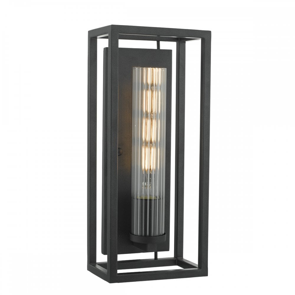 Felipe Wall Light Black & Ribbed Glass