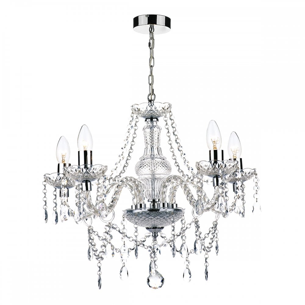 Katie 5 Light Chandelier Polished Chrome Acrylic Glass