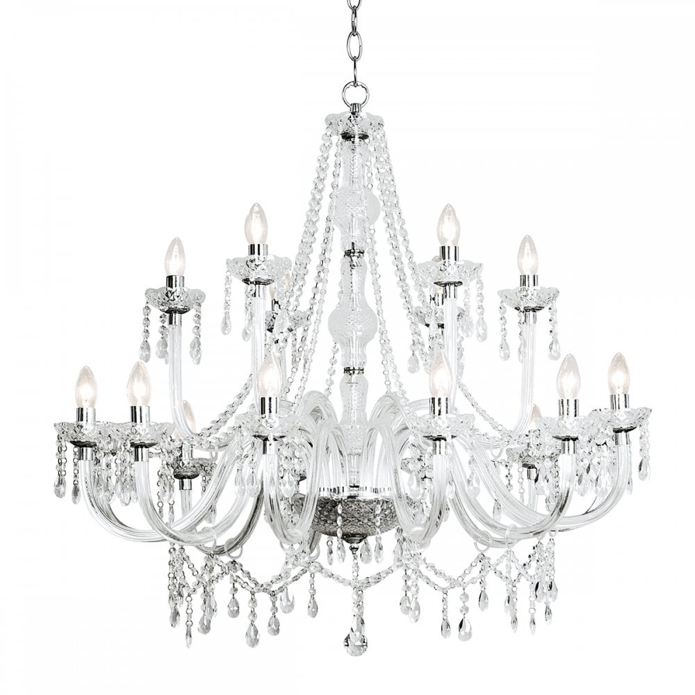 Katie 18 Light Chandelier Dual Mount Acrylic Glass