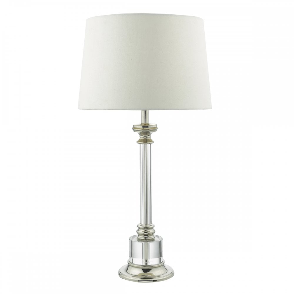 Krona Table Lamp Polished Nickel & Glass c/w Ivory Shade