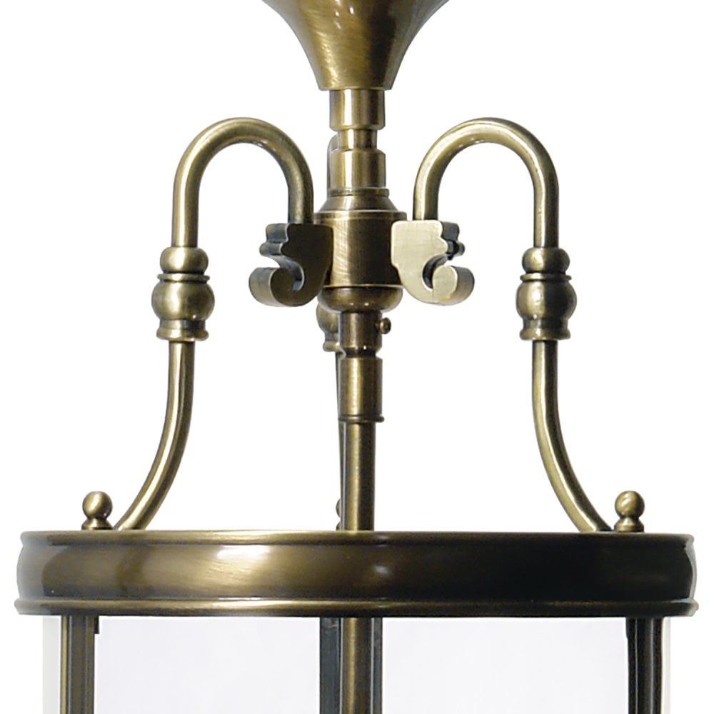 Lambeth Lantern Circular Hall Dual Mount Antique Brass