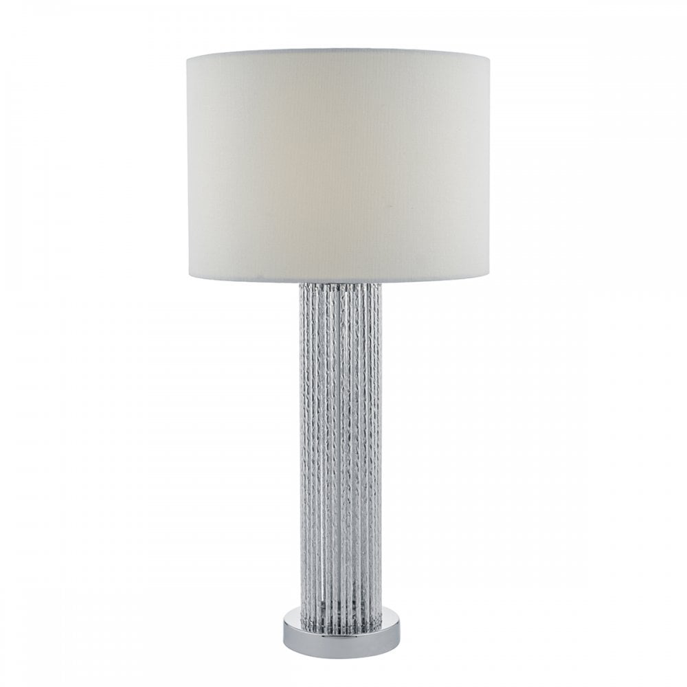 Lazio Table Lamp Silver C/W White Cotton Shade