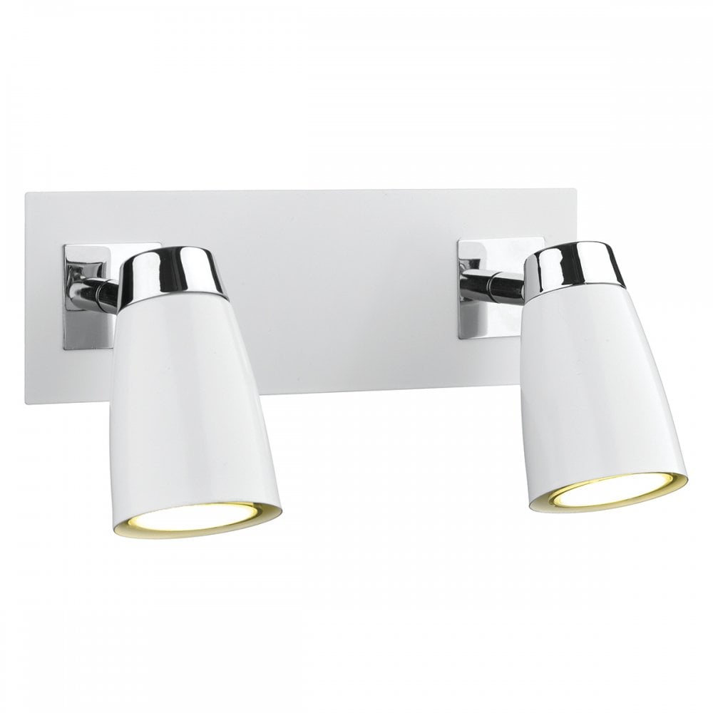 Loft 2 Light Low Energy Spot Switch Polished Chrome & Matt White