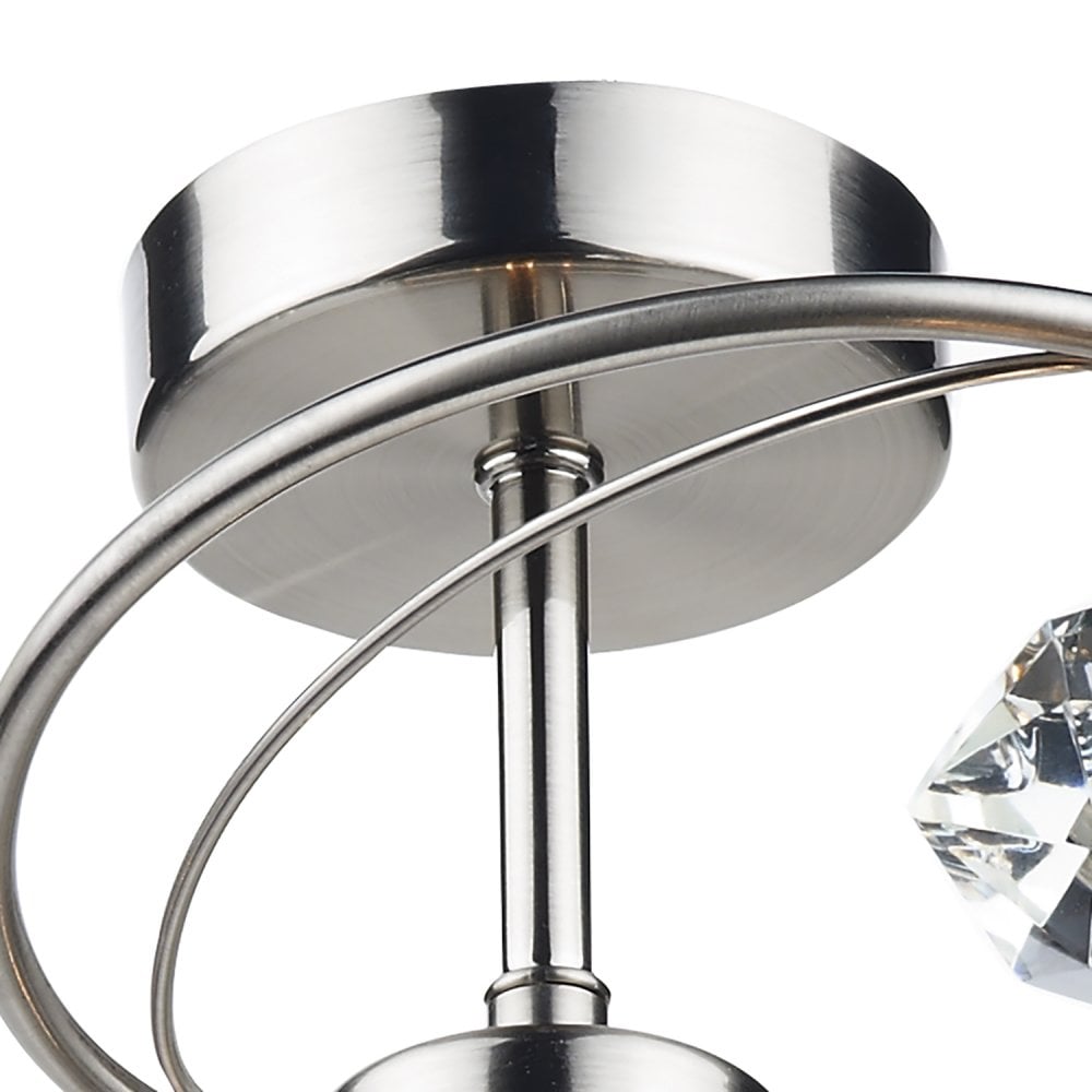 Luther 4 Light Semi Flush complete with Crystal Glass Satin Chrome