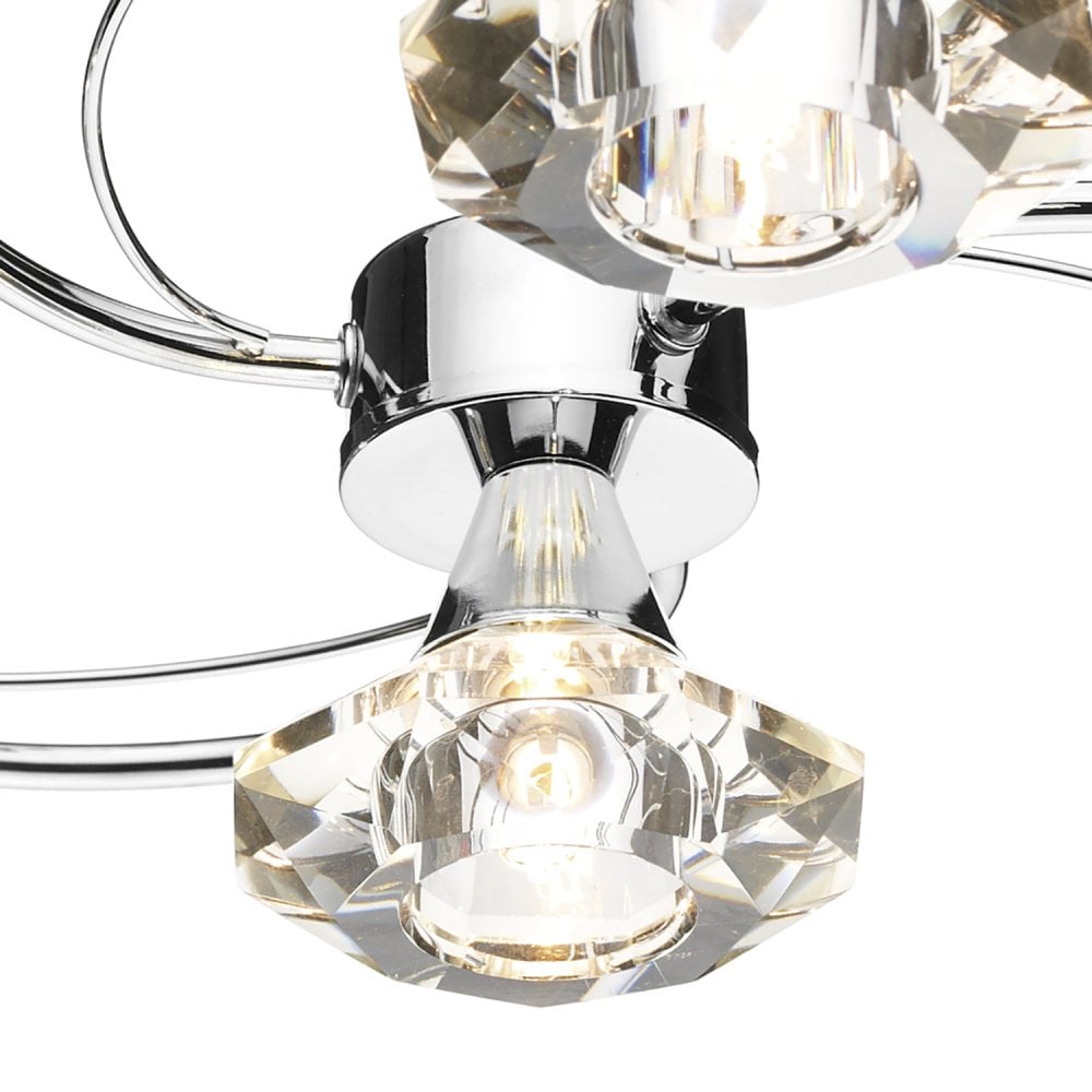 Luther 4 Light Semi Flush complete with Crystal Glass Polished Chrome