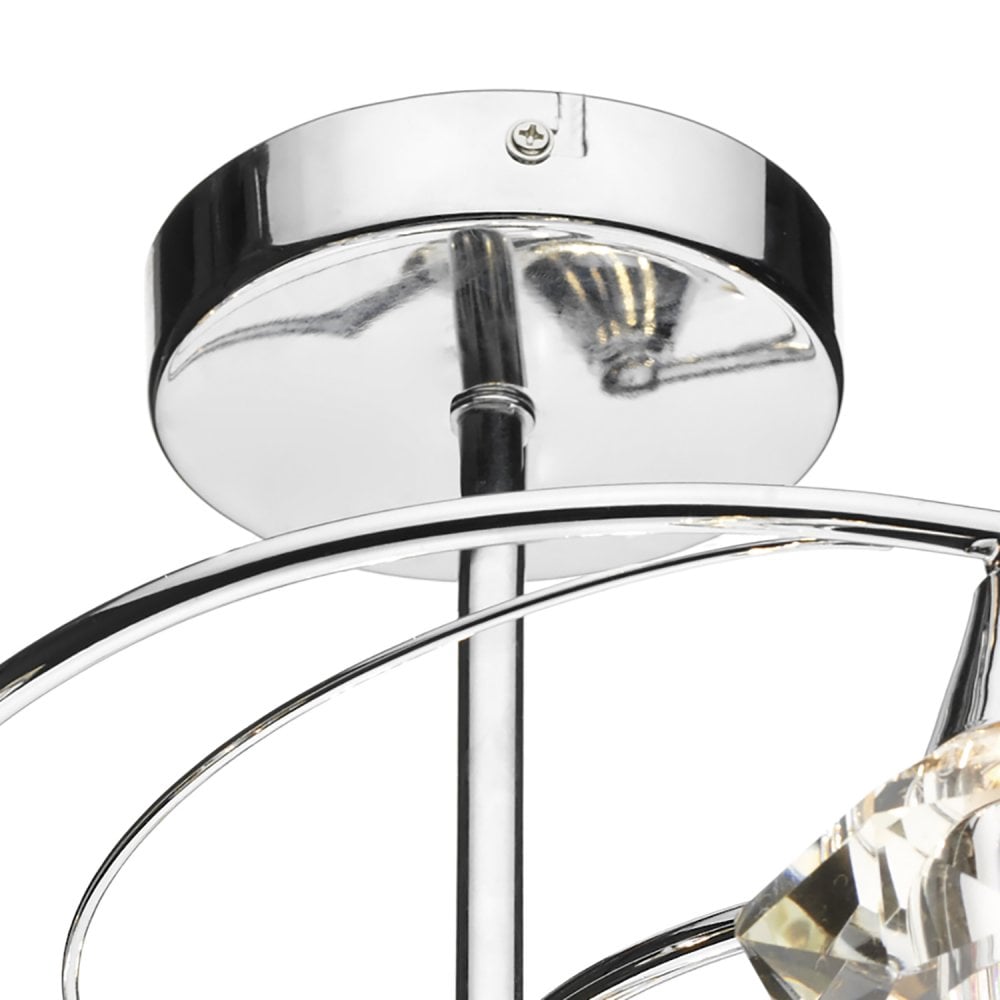 Luther 6 Light Semi Flush complete with Crystal Glass Polished Chrome