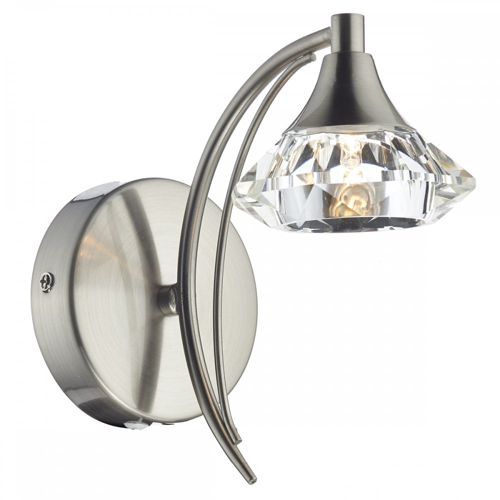 Luther Single Wall Bracket complete with Crystal Glass Satin Chrome