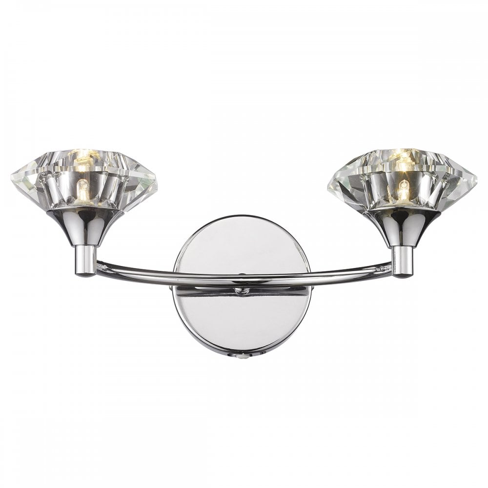 Luther Double Wall Bracket complete with Crystal Glass Polished Chrome