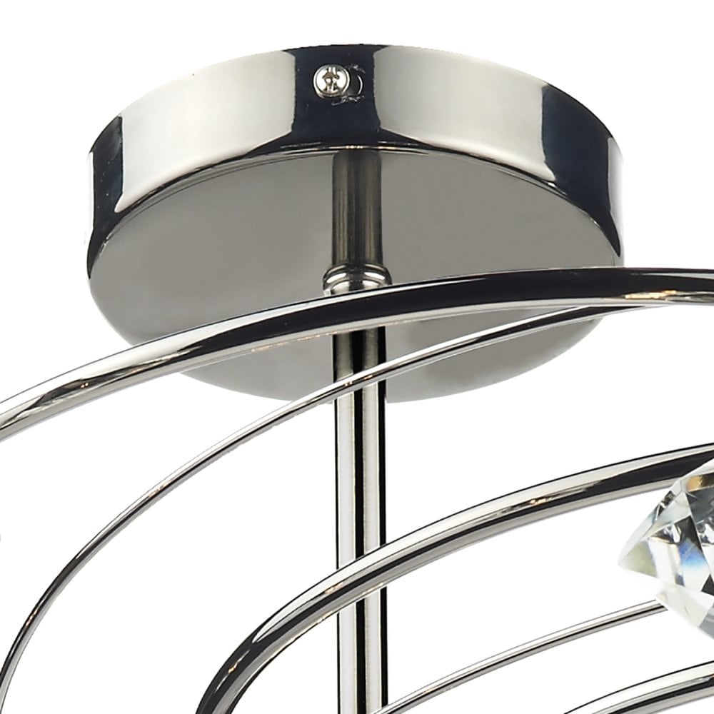 Luther 10 Light Semi Flush complete with Crystal Glass Black Chrome