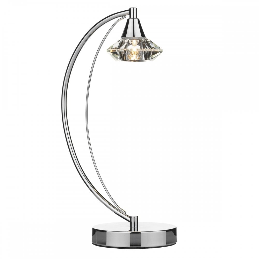 Luther 1 Light Table Lamp complete with Crystal Glass Polished Chrome