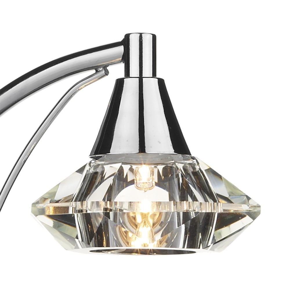 Luther 1 Light Table Lamp complete with Crystal Glass Polished Chrome