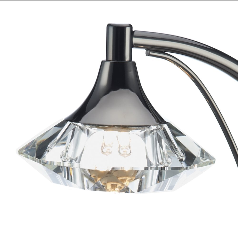 Luther 1 Light Table Lamp complete with Crystal Glass Black Chrome