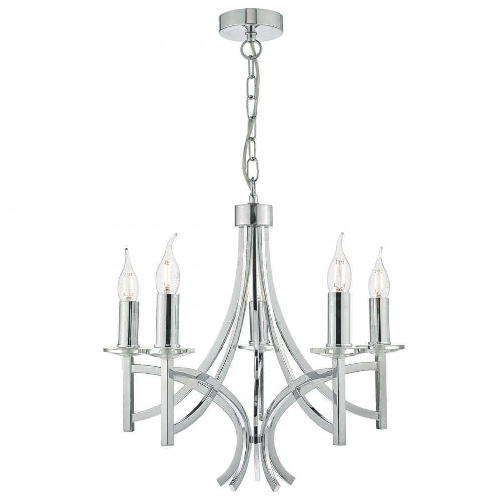 Lyon 5 Light Pendant Polished Chrome & Crystal