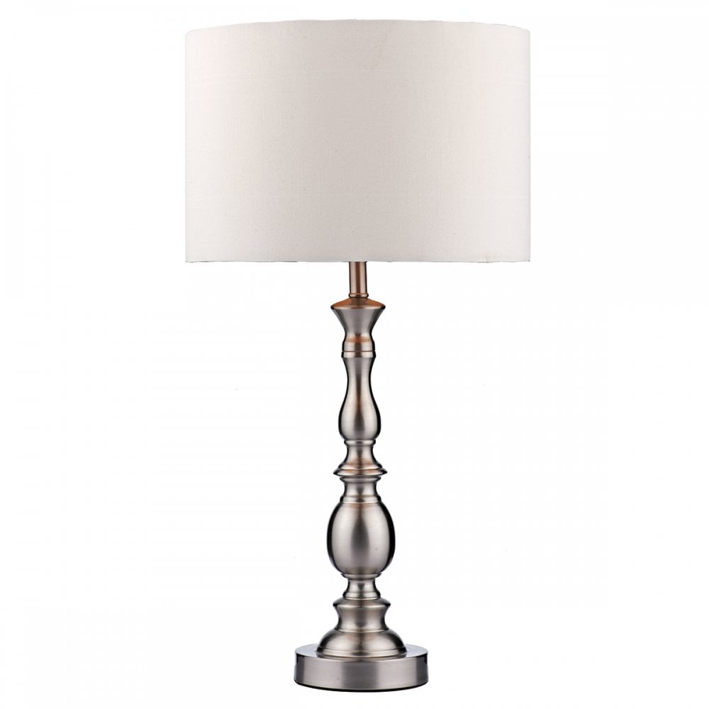 Madrid Ball Table Lamp Satin Chrome complete with Shade