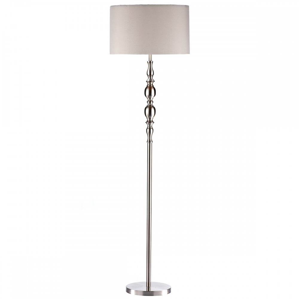 Madrid Ball Floor Lamp Satin Chrome complete with Shade