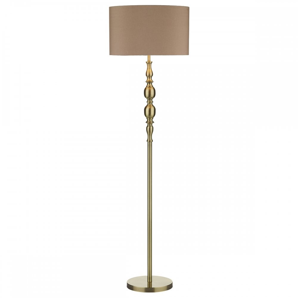 Madrid Ball Floor Lamp complete with Shade Antique Brass