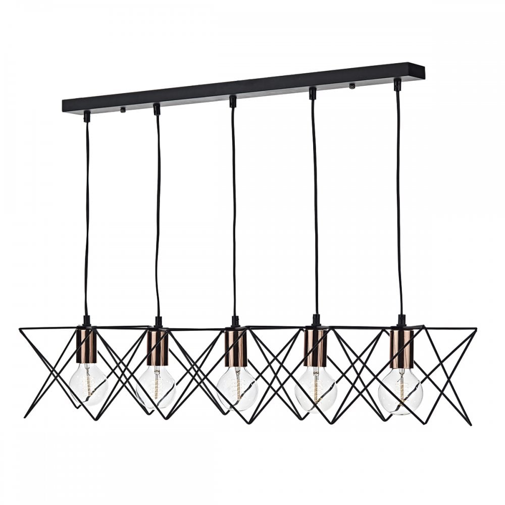 Midi 5 Light Bar Pendant Black and Copper