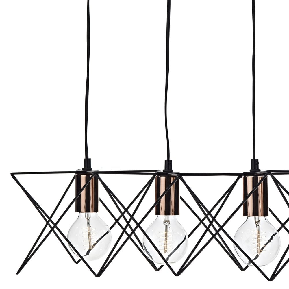 Midi 5 Light Bar Pendant Black and Copper