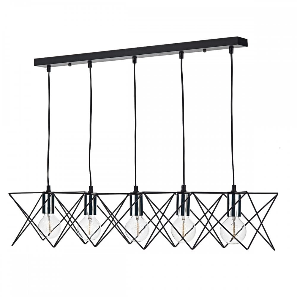 Midi 5 Light Bar Pendant Black & Polished Chrome