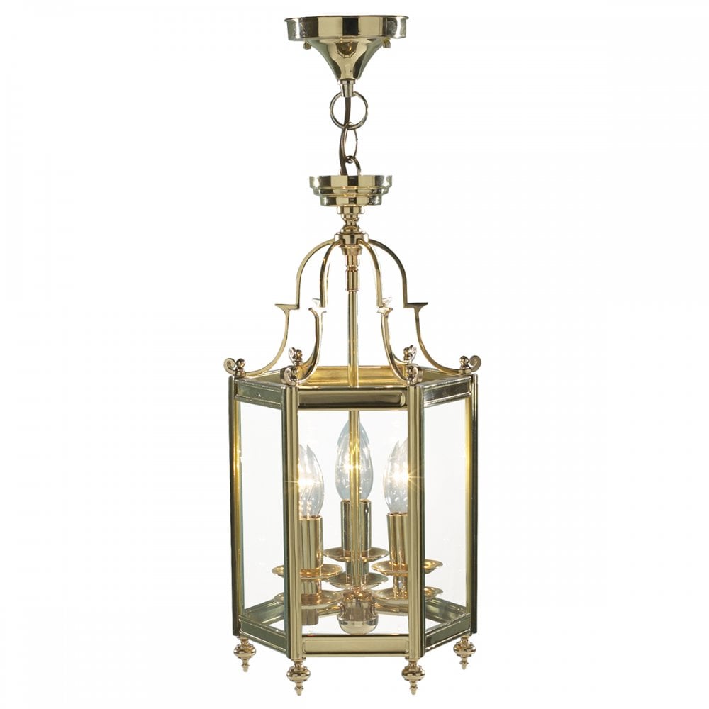 Moorgate Hexagonal Hall Lantern Dual Mount Polished Brass