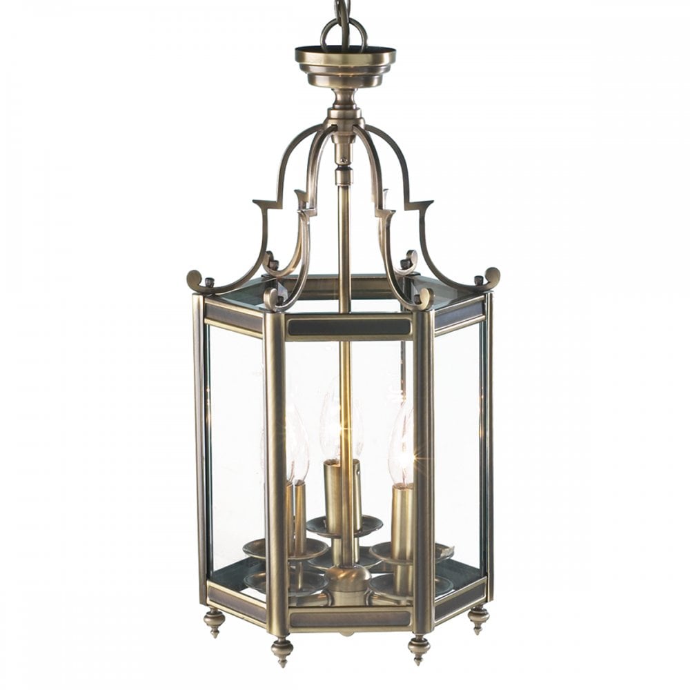 Moorgate Hexagonal Hall Lantern Dual Mount Antique Brass