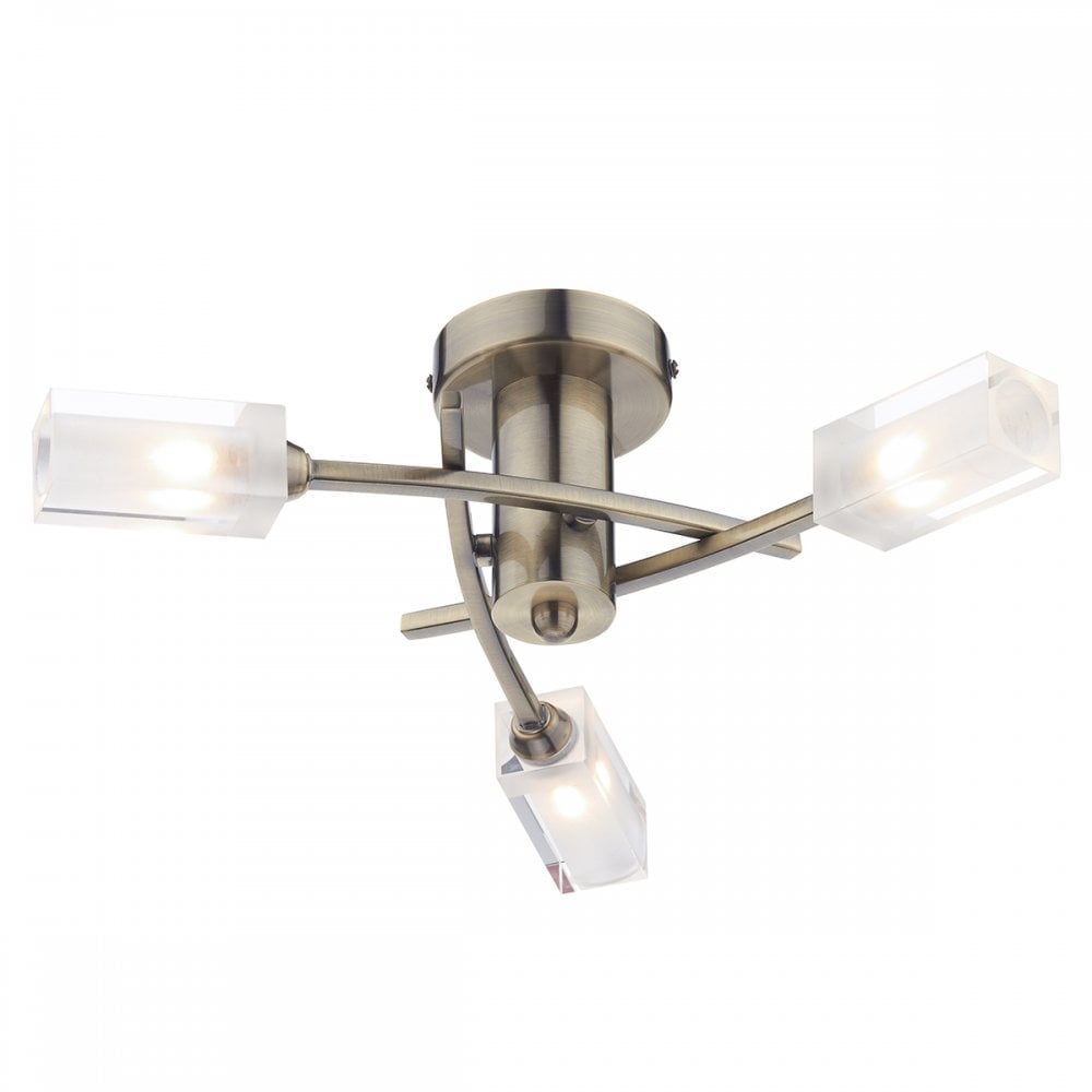 Morgan 3 Light Semi Flush Antique Brass