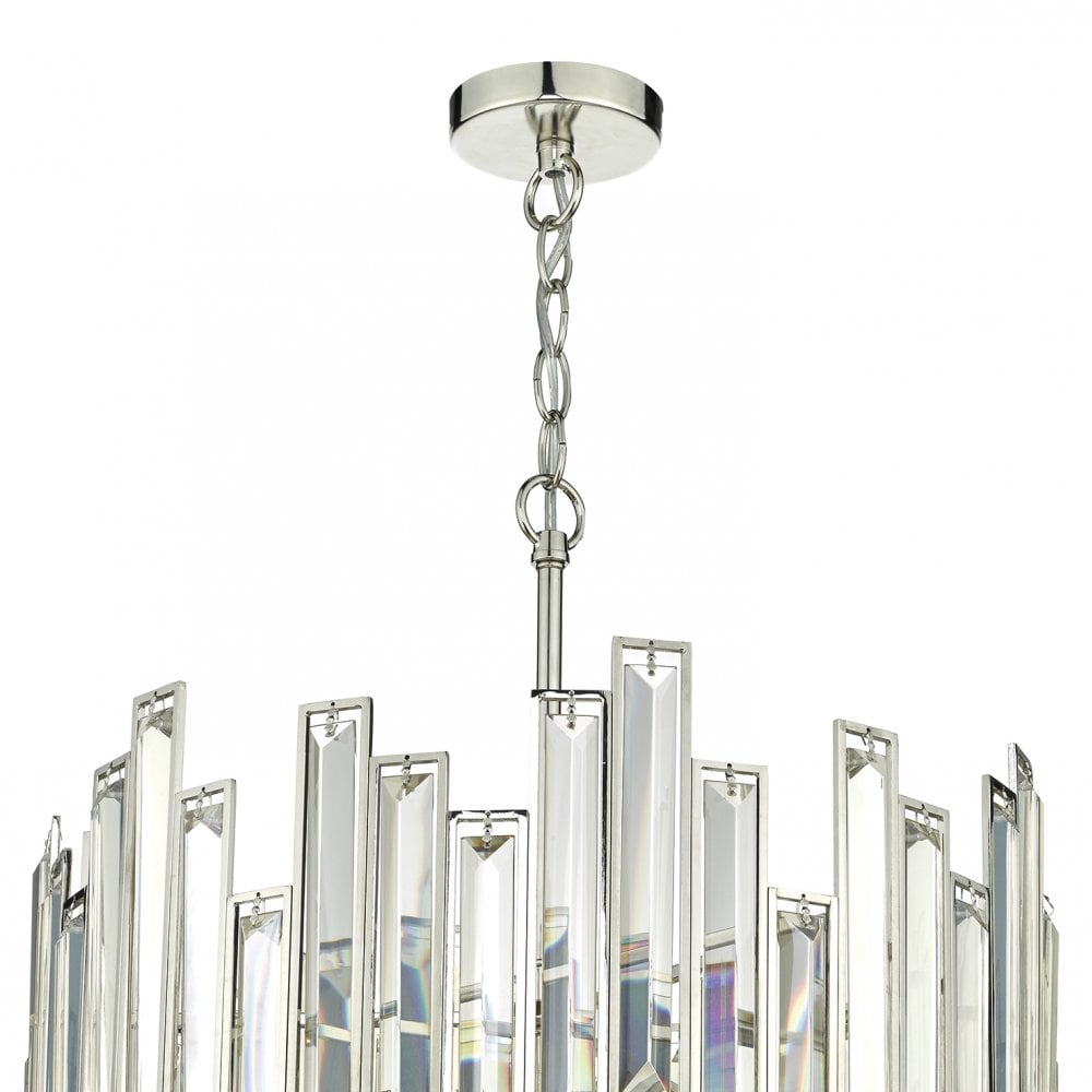 Odile 6 Light Pendant Champagne Crystal Polished Nickel Frame