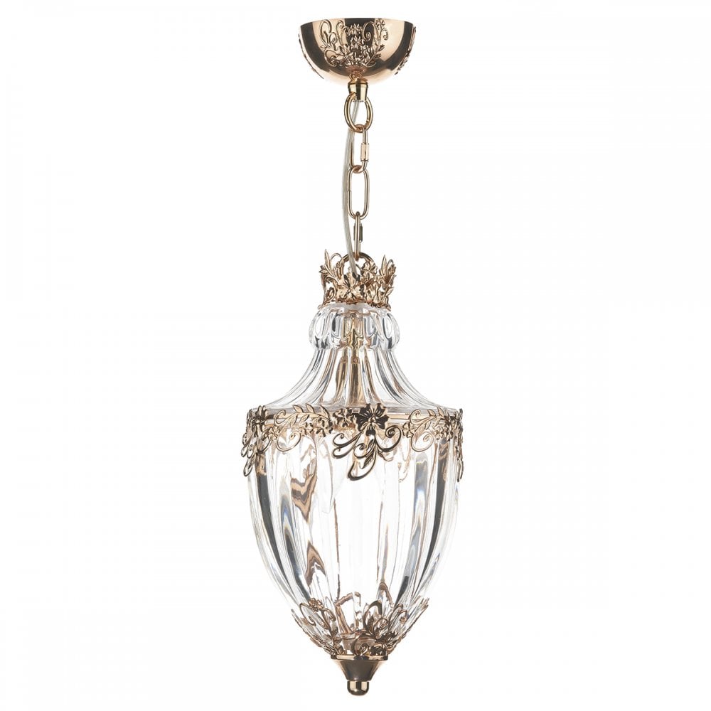 Ottoman French Gold and Glass Droplet Light Pendant