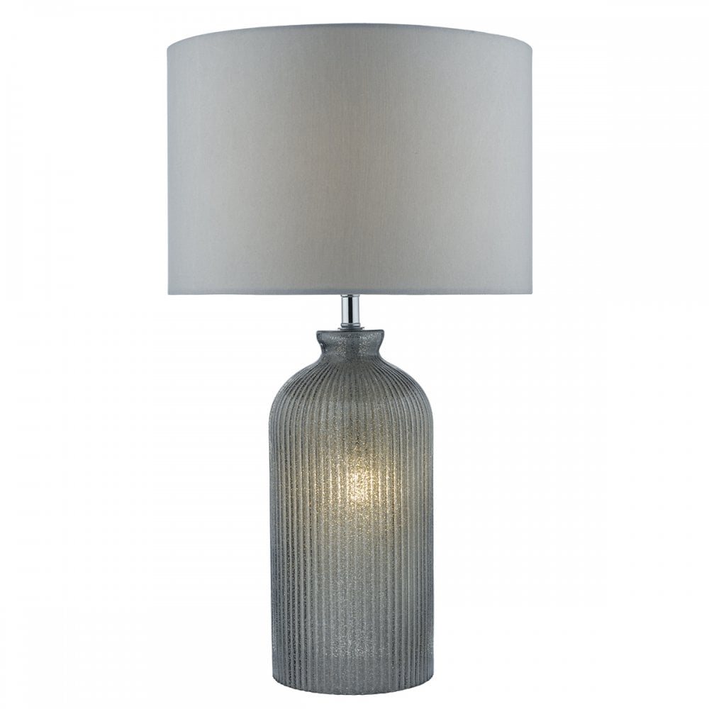 Pamplona Table Lamp Grey C/W Grey Faux Silk Shade