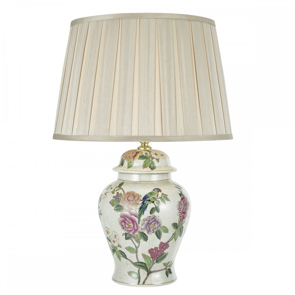 Peony Porcelain Table Lamp Base Hand Finished Floral Motif