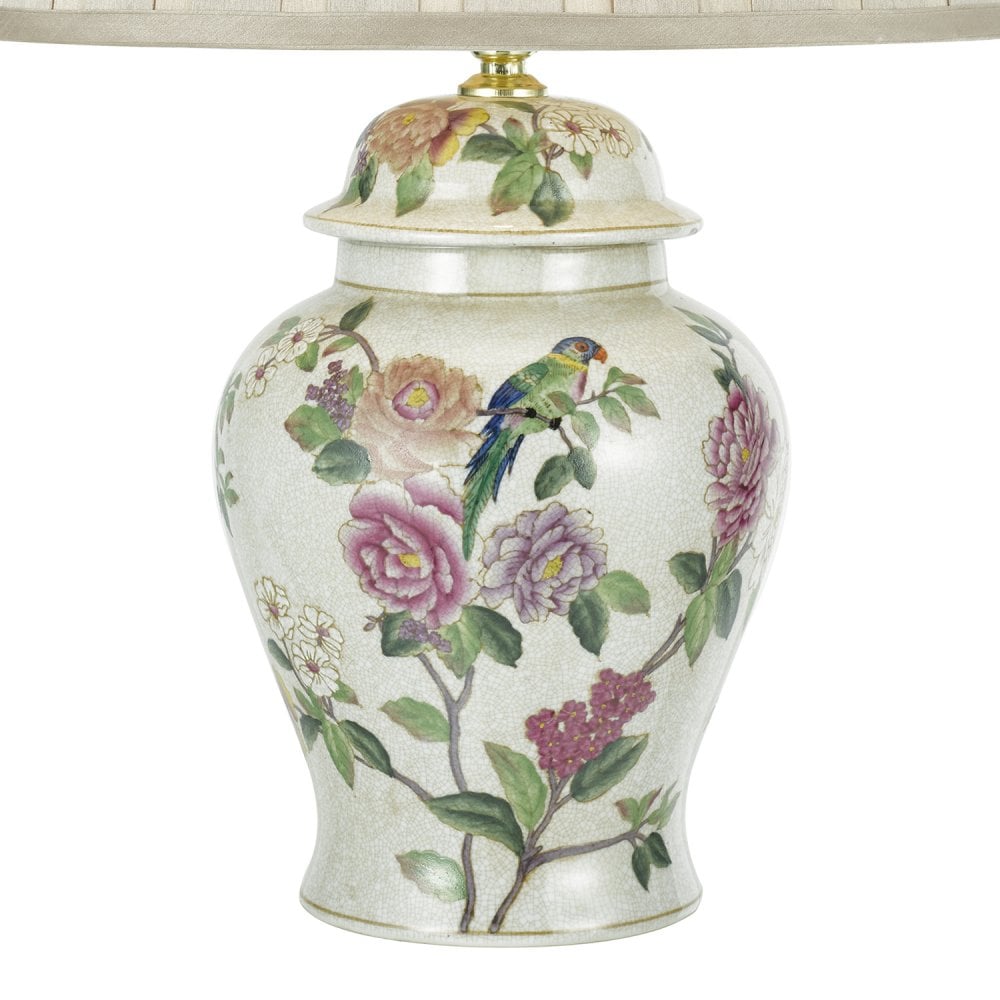 Peony Porcelain Table Lamp Base Hand Finished Floral Motif