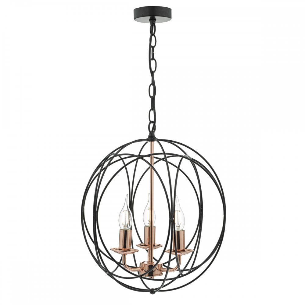 Phoenix 3 Light Pendant Black & Copper