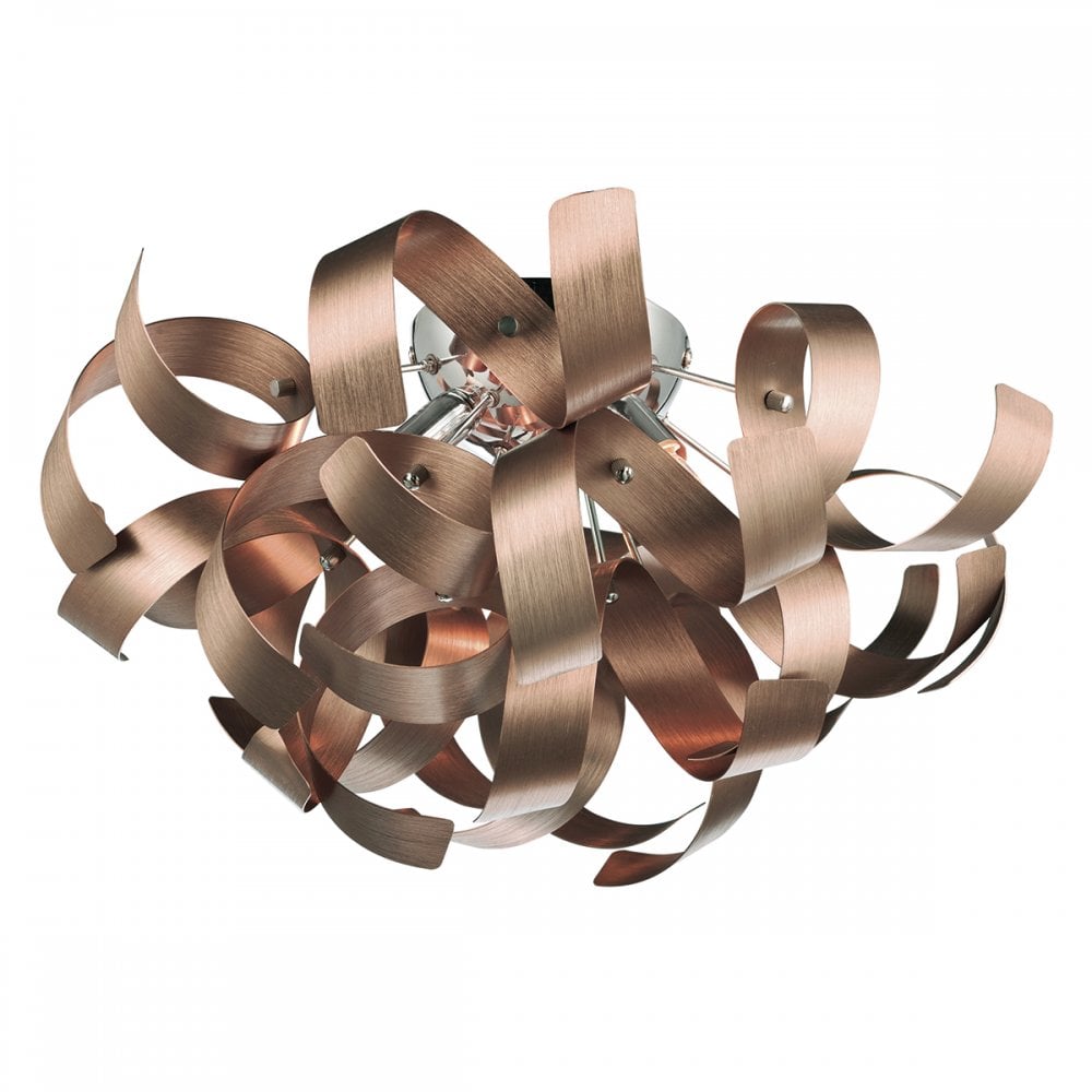 Rawley 4 Light Ribbon Flush Brushed Copper