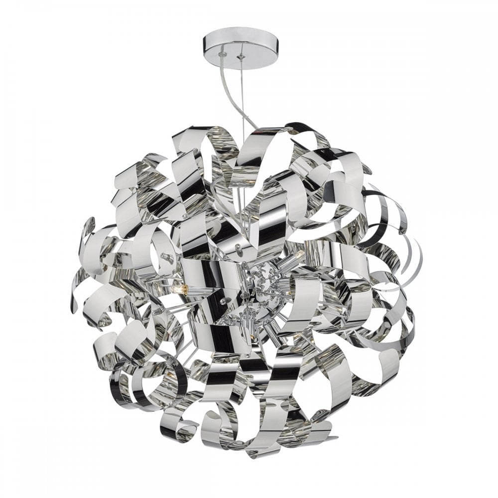 Rawley 9 Light G9 Ceiling Pendant Polished Chrome Ribbons