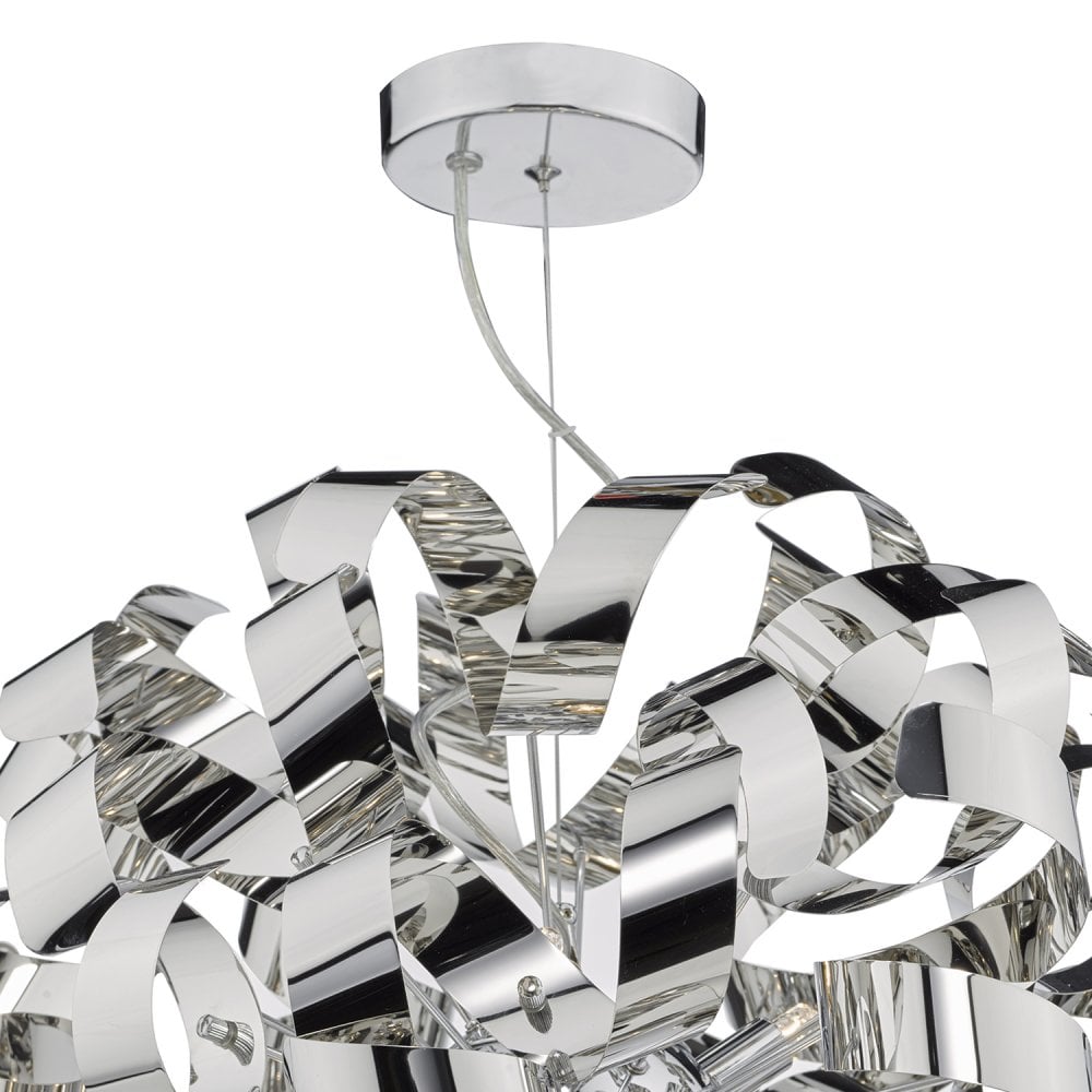 Rawley 9 Light G9 Ceiling Pendant Polished Chrome Ribbons