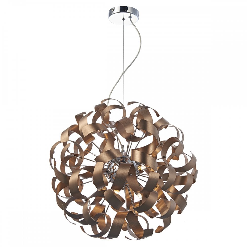 Rawley 9 Light Ribbon Ceiling Pendant Brushed Copper