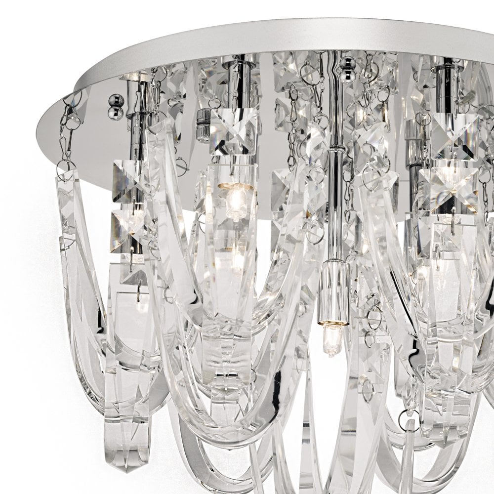 Roxanne 7lt Flush Polished Chrome & Crystal