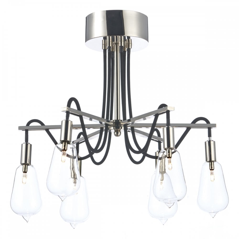 Scroll 6 Light Semi Flush Polished Nickel