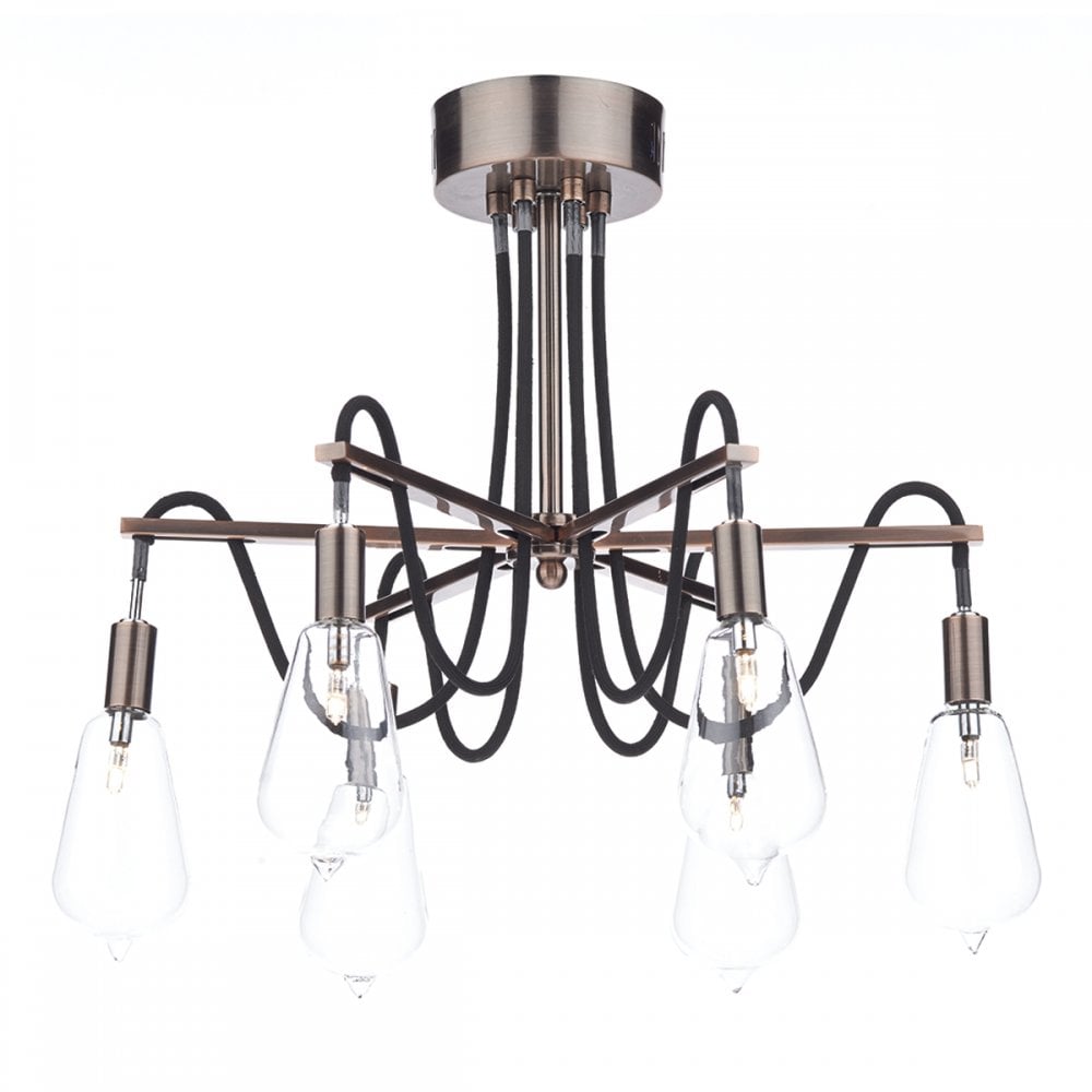 Scroll 6 Light Semi Flush Copper