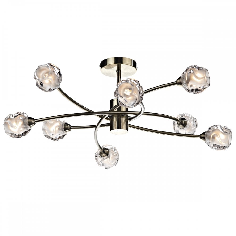 Seattle 8 Light Semi Flush Antique Brass